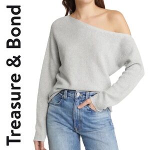 TREASURE & BOND ONE SHOULDER THERMAL  KNIT SWEATER IN LAVENDER **NWT**